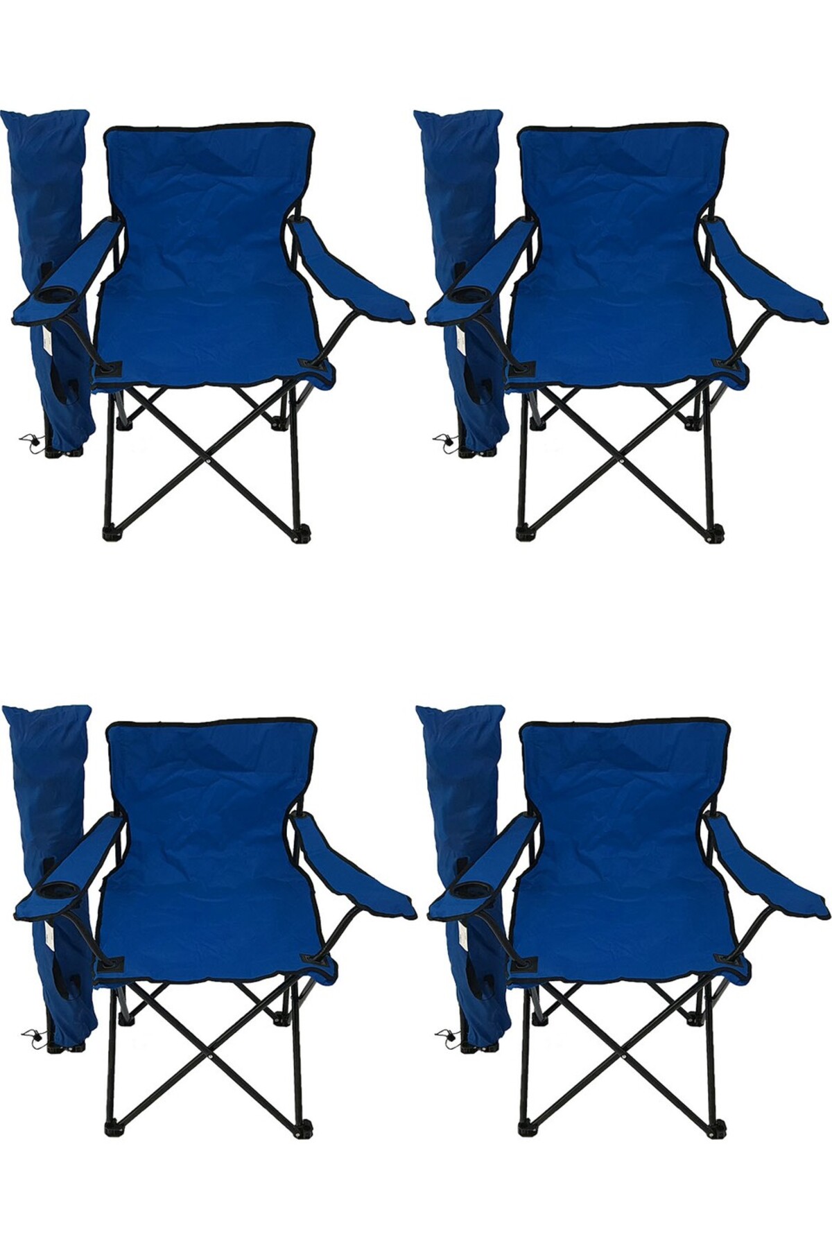 4'lü Kamp Sandalyesi Piknik Sandalyesi Katlanır Sandalye Kamp Sandalyesi Mavi