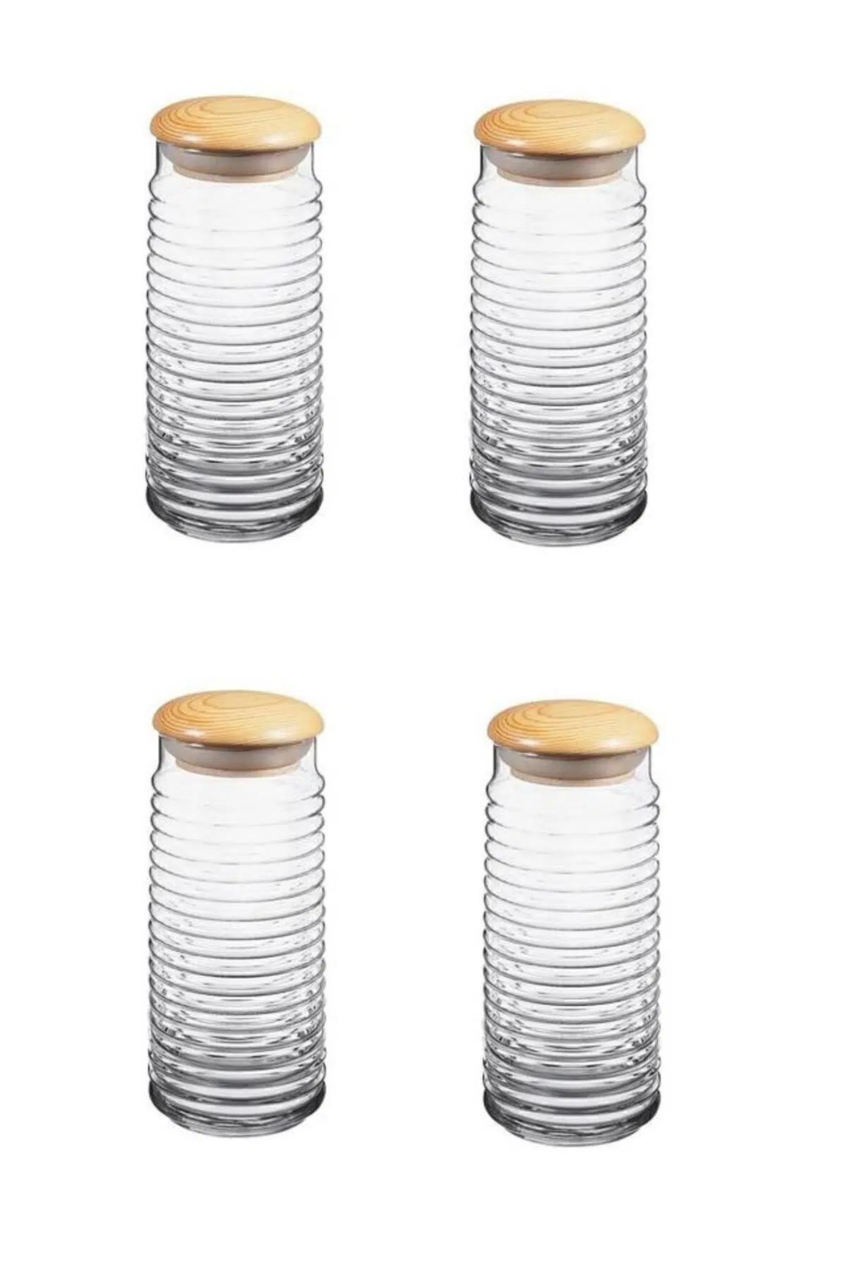 43183 4 Lü Babylon Ahşap Kapaklı Kavanoz 1500cc