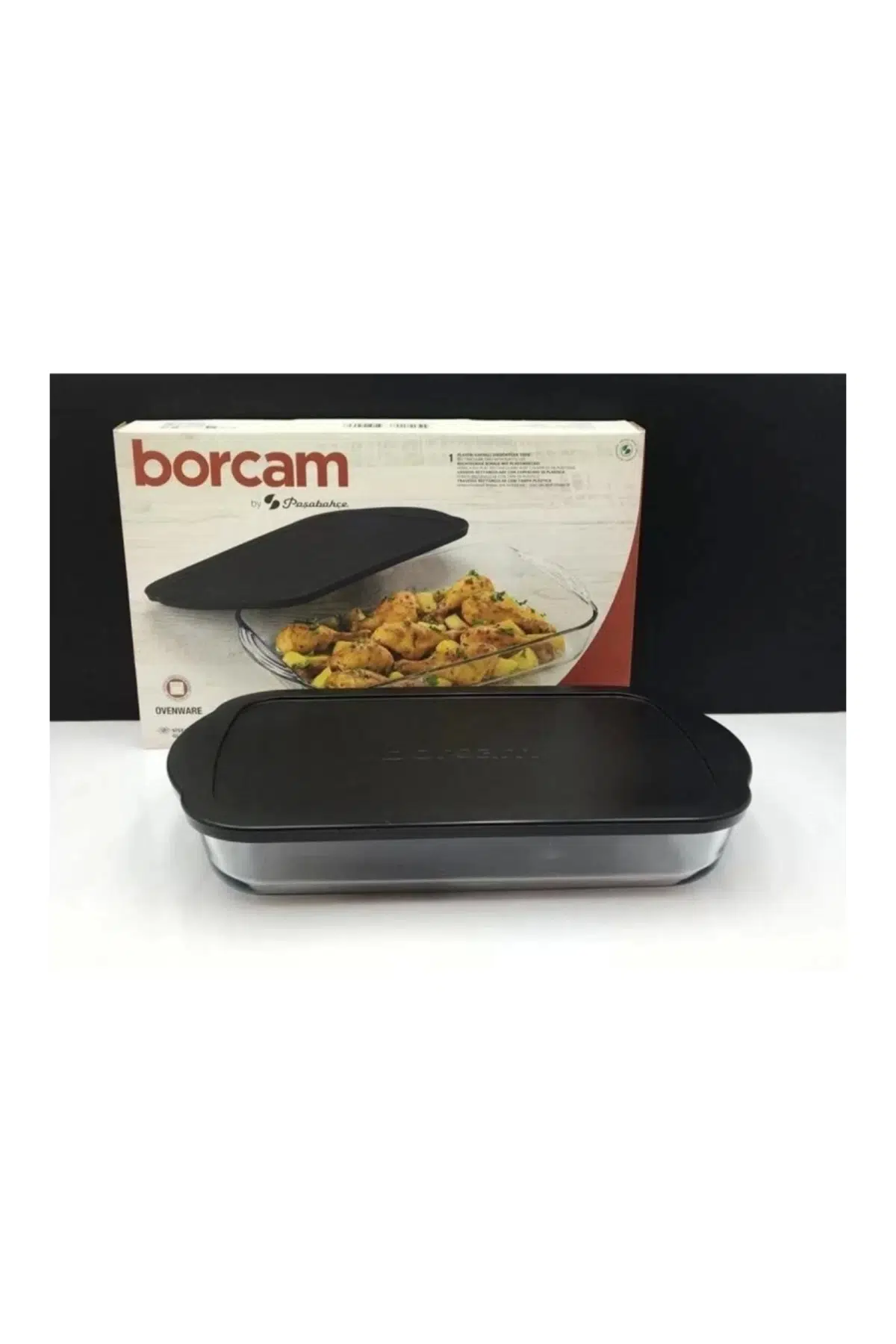 59124 Borcam Siyah Kapaklı Fırın Tepsisi 40x25 cm 3850 cc