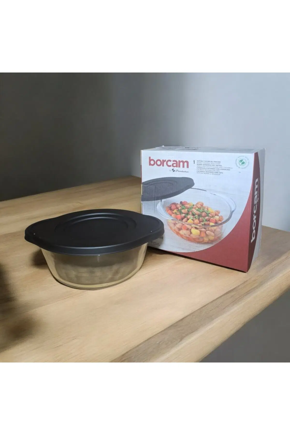59133 PAŞABAHÇE BORCAM YUVARLAK SİYAH KAPAKLI 840cc