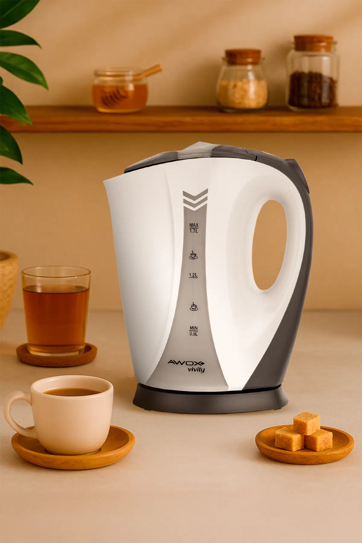 Awox Vivity Kettle Açık Rezistanslı Su Isıtıcı Beyaz