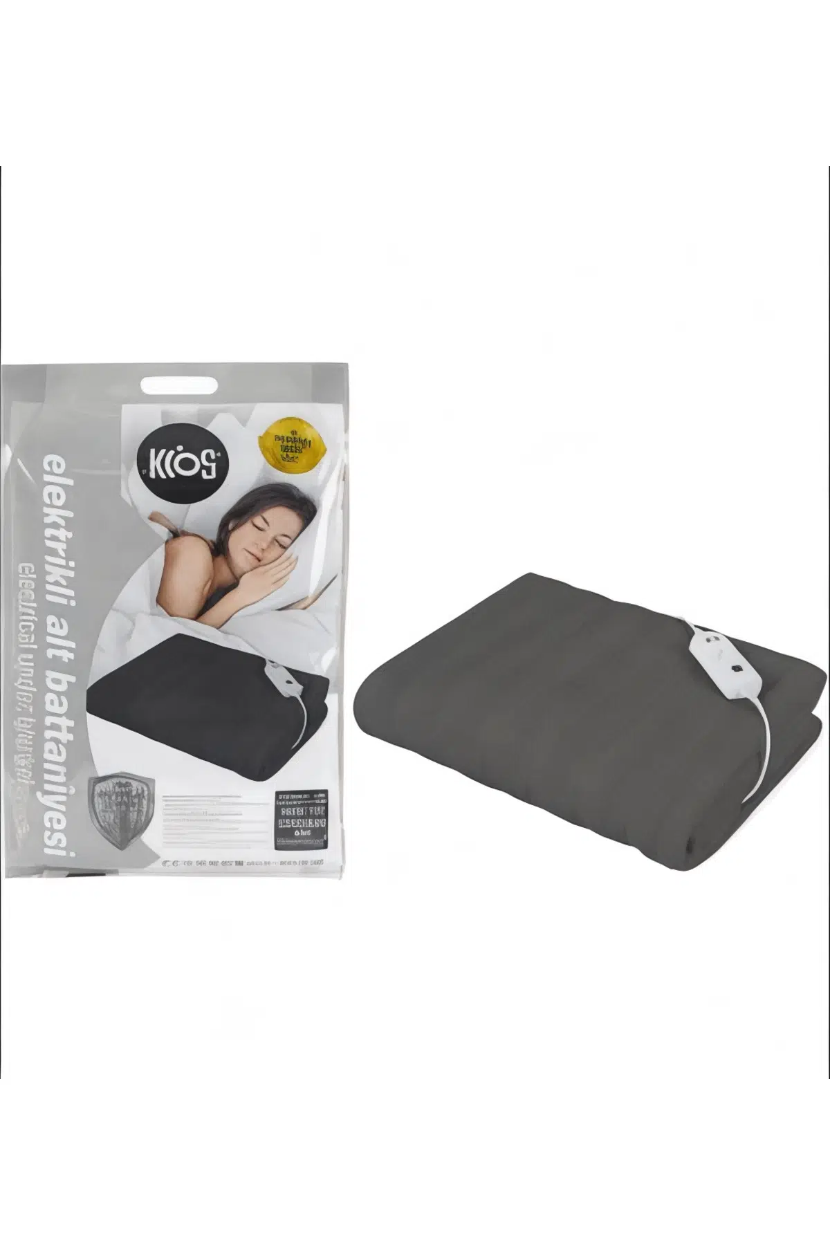 Çift Kişilik Elektrikli Battaniye 120x150 cm 2 Kademeli Isı Ayarlı Koyu Gri