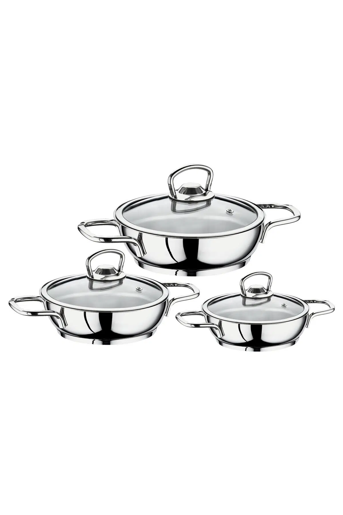 Esenso 6 Parça Tel Kulplu Omlet Çelik Sahan Seti 16-18-20 cm