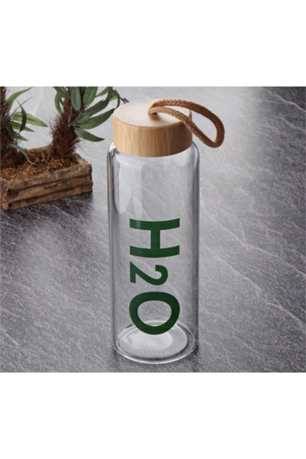 H2o Bambu Kapaklı Borosilikat Cam Matara 800 Ml