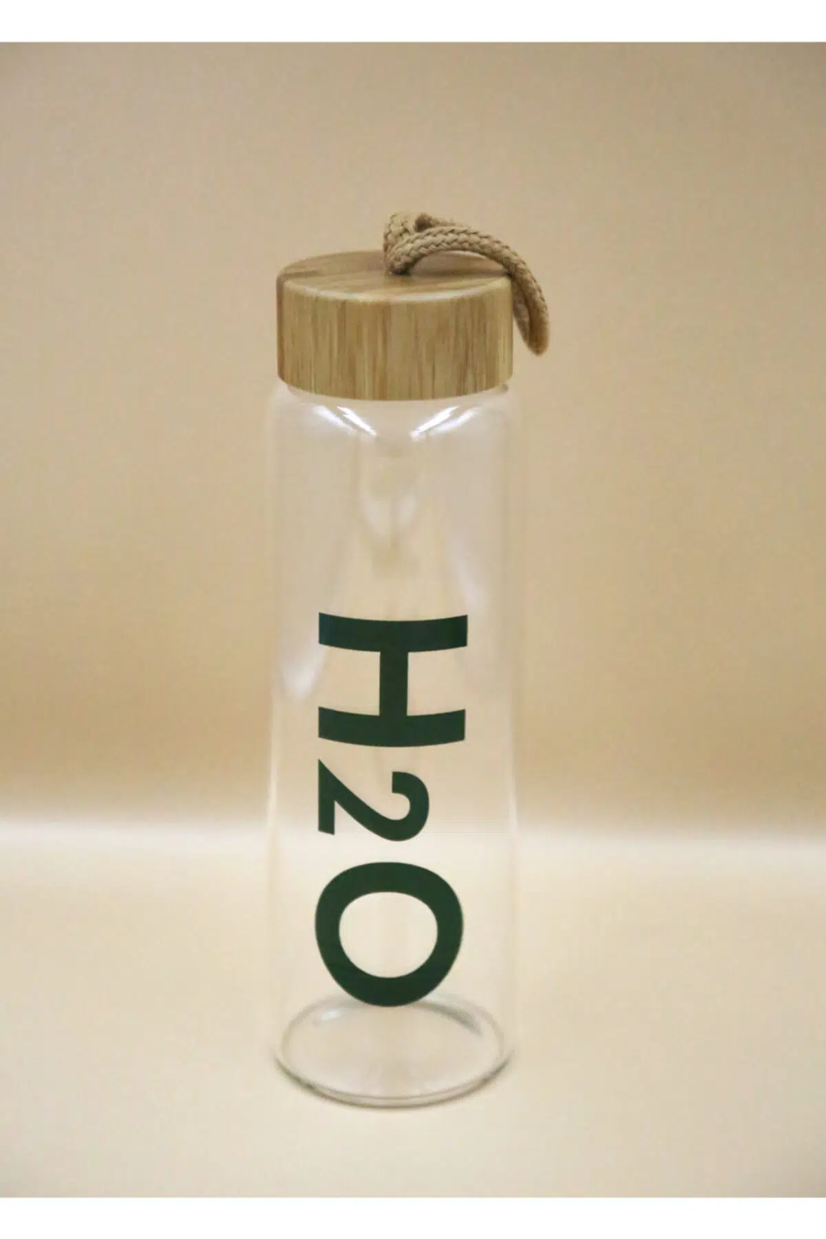 H2o Borosilikat Cam Matara Bambu Vakum Kapaklı Su Şişesi Suluk 800ml