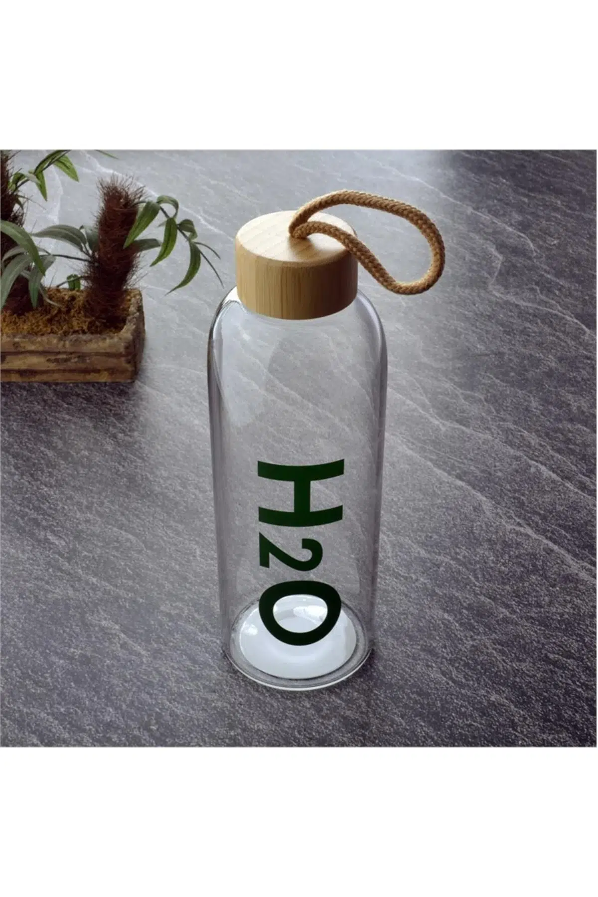 H2o Cam Matara Bambu Kapaklı 800 Ml (spor Suluğu-suluk-su Şişesi-okul Şişesi-okul Matara)