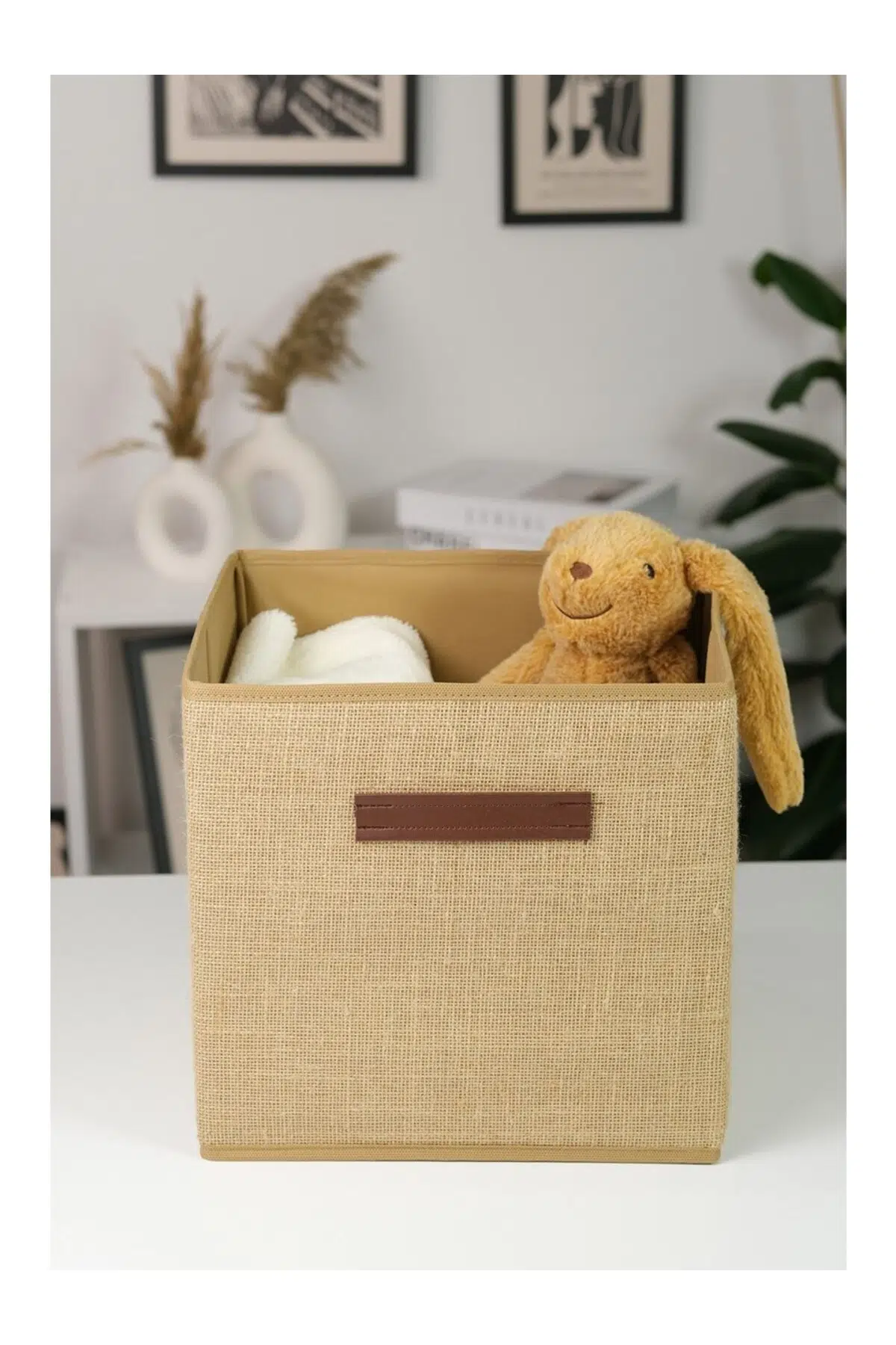 Jüt Kapaksız Dolap Içi Çamaşır Oyuncak Düzenleyici Katlanır Saklama Kutusu 30 x 30 x 30