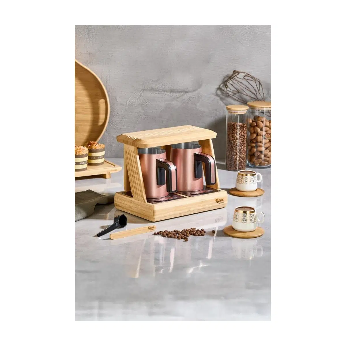 Kallavi - Türk Kahve Makinesi Bronz Ikili