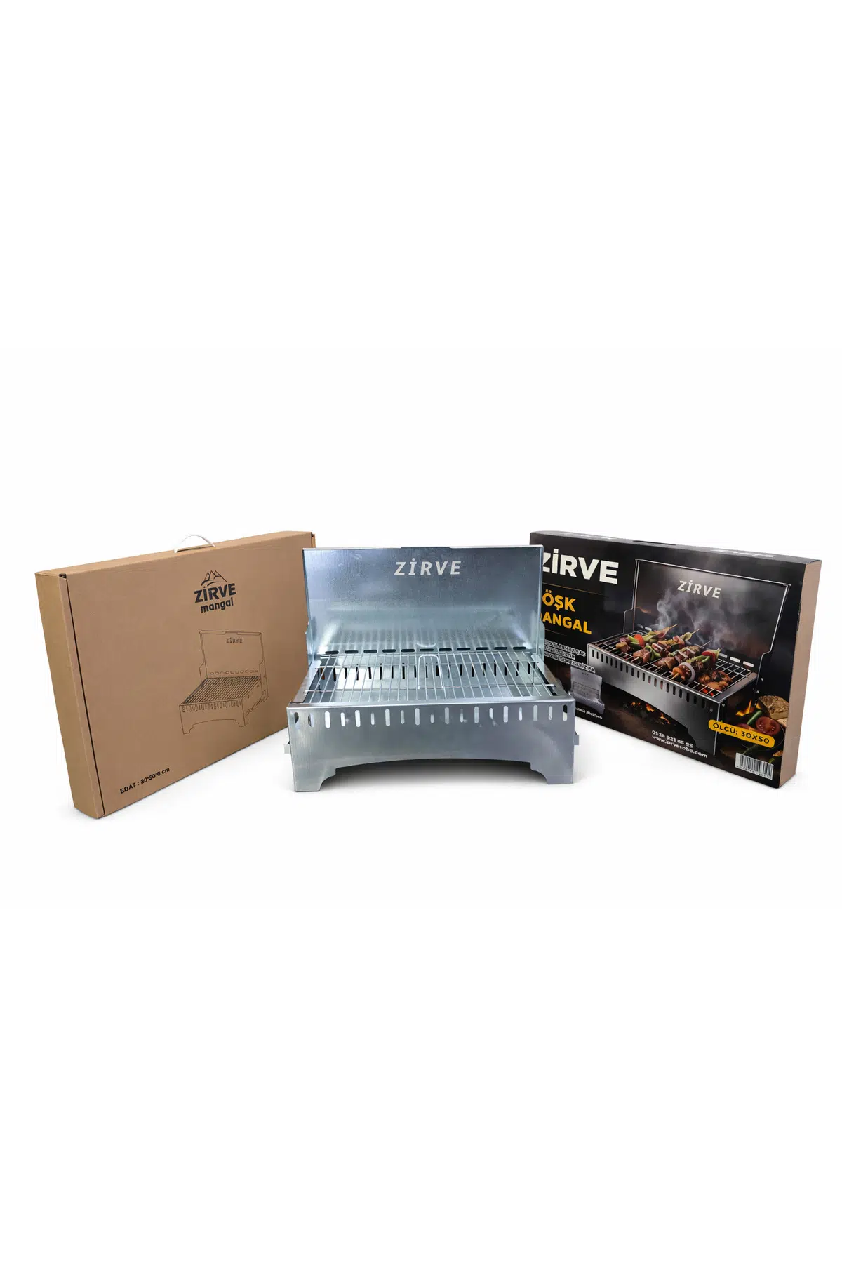 Köşk Mangal - Katlanabilir Taşınabilir Kutu Çantalı Lüx Izgara - 30x50 cm