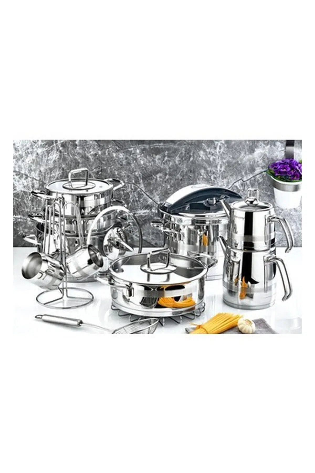 Safir 18 Parça Çelik Çeyiz Tencere Takımı S-1564